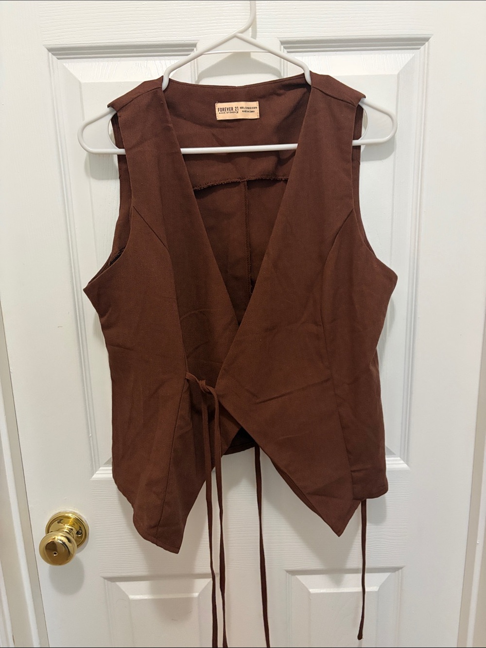 Forever 21 Brown Tie-Front Sleeveless Vest